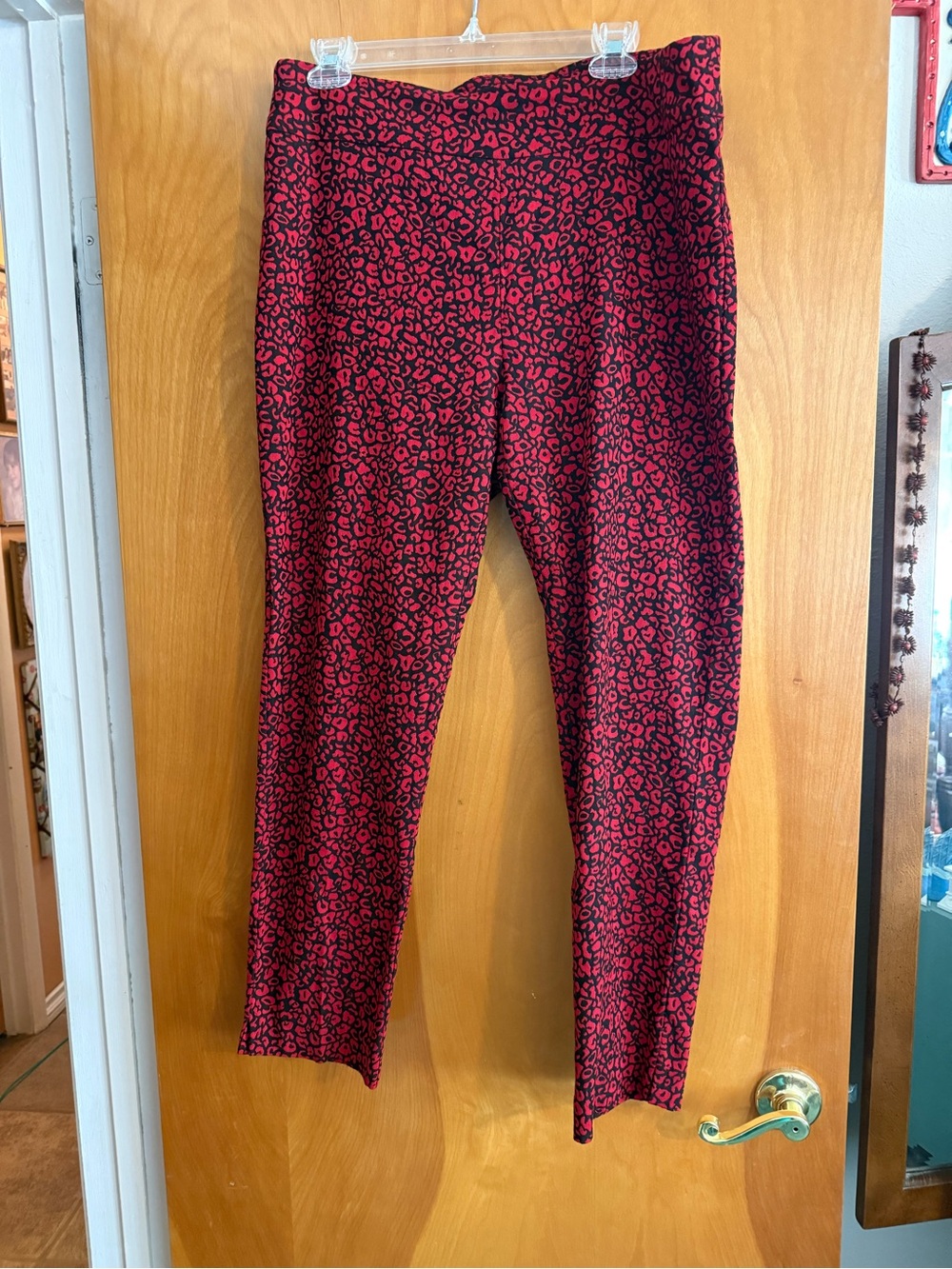Counterparts Red and Black Leopard Print Skinny Pants